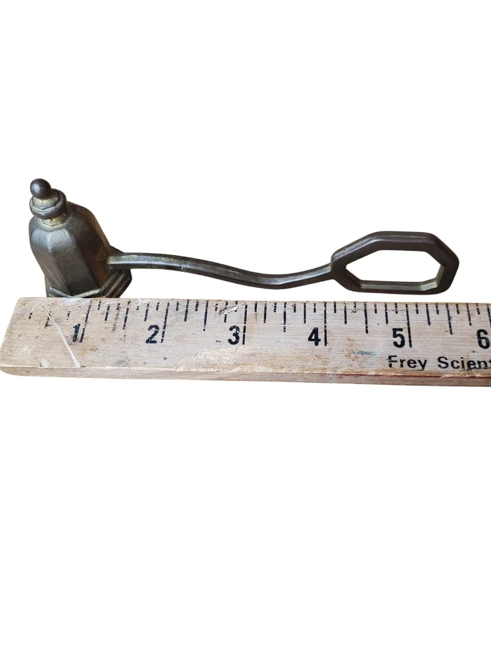 Vntg Brass Octagonal Candle Snuffer with Finger Loop